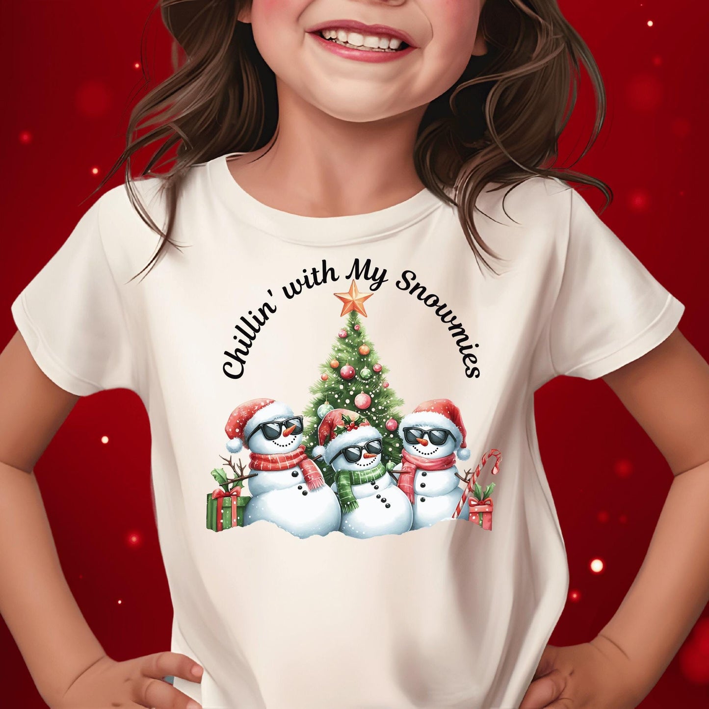 Christmas Kids Tee, Chilling with my Snowmies Shirt, Holiday Youth T-Shirt, Snowman Children's Top, Festive Toddler Clothing, Winter Kid's