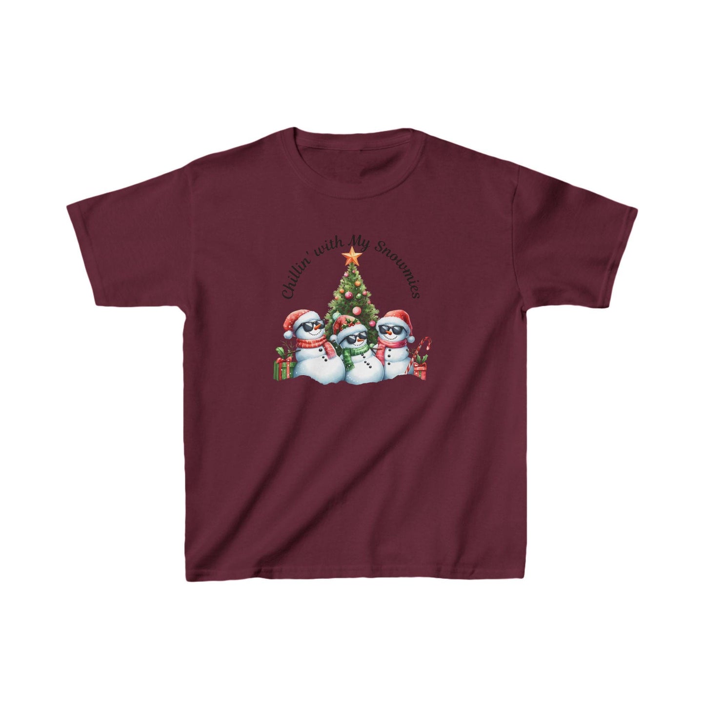 Christmas Kids Tee, Chilling with my Snowmies Shirt, Holiday Youth T-Shirt, Snowman Children's Top, Festive Toddler Clothing, Winter Kid's